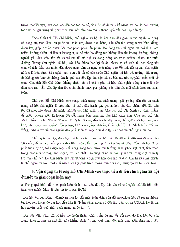 image for page Tư tưởng Phân tích luận điểm của Hồ Chí Minh Nước độc lập mà dân không được hưởng tự do hạnh phúc thì độc lập cũng chẳng có nghĩa lý gì Vận dụng lý luận vào thực tiễn ở Việt Nam