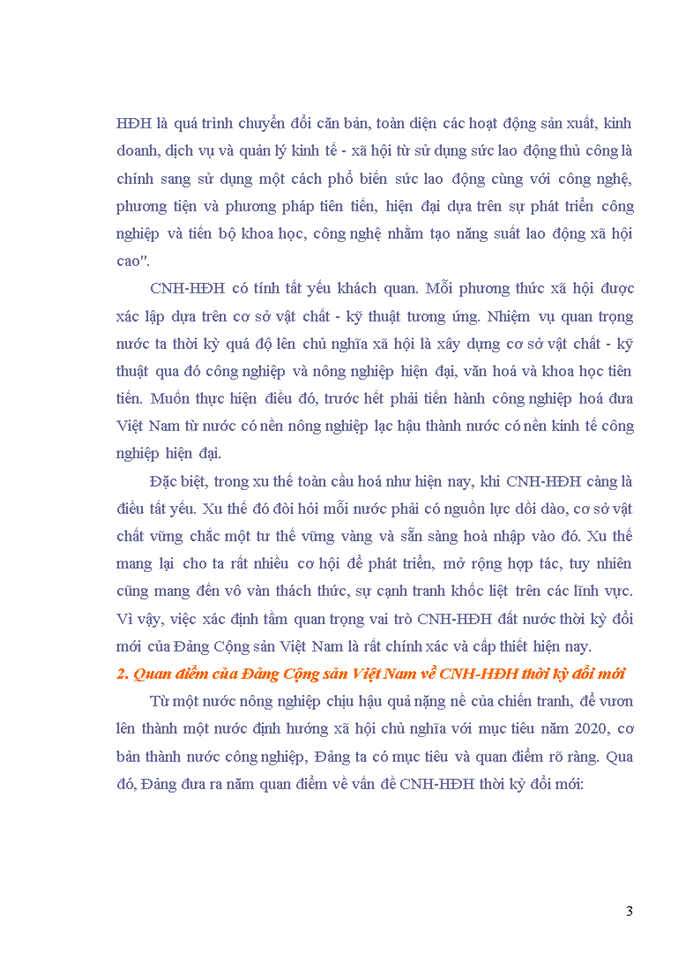 image for page Đường lối đảng Qua nghiên cứu quan điểm của Đảng cộng sản Việt Nam về công nghiệp hoá - hiện đại hoá thời kỳ đổi mới hãy rút ra bản chất quá trình công nghiệp hoá - hiện đại hoá ở Việt Nam hiện nay Nếu có thể góp ý cho Đảng trong hoạch định công nghiệp hoá - hiện đại hoá đất nước thì nội dung góp ý của em là gì