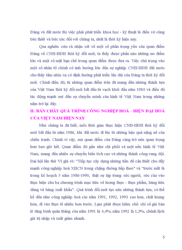 image for page Đường lối đảng Qua nghiên cứu quan điểm của Đảng cộng sản Việt Nam về công nghiệp hoá - hiện đại hoá thời kỳ đổi mới hãy rút ra bản chất quá trình công nghiệp hoá - hiện đại hoá ở Việt Nam hiện nay Nếu có thể góp ý cho Đảng trong hoạch định công nghiệp hoá - hiện đại hoá đất nước thì nội dung góp ý của em là gì