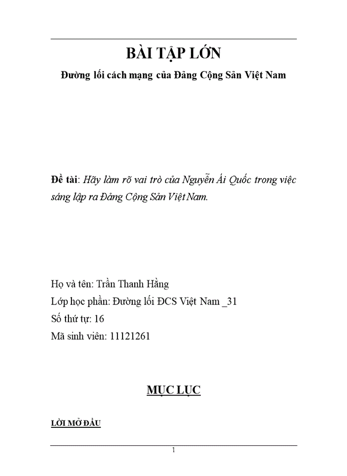 image for page Đường lối đảng Hãy làm rõ vai trò của Nguyễn Ái Quốc trong việc sáng lập ra Đảng Cộng Sản Việt Nam