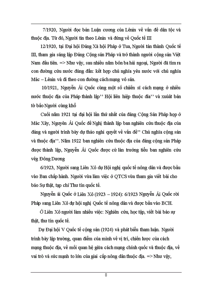 image for page Đường lối đảng Hãy làm rõ vai trò của Nguyễn Ái Quốc trong việc sáng lập ra Đảng Cộng Sản Việt Nam