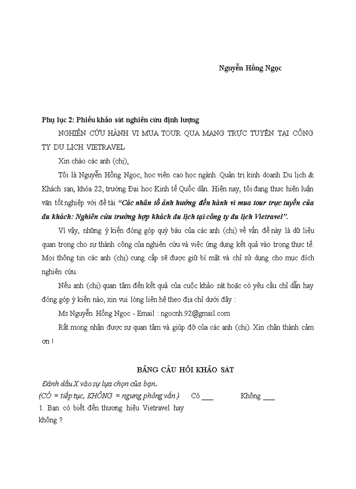 image for page Ths Các nhân tố ảnh hưởng đến hành vi mua tour trực tuyến của du khách Nghiên cứu trường hợp khách du lịch tại công ty du lịch Vietravel
