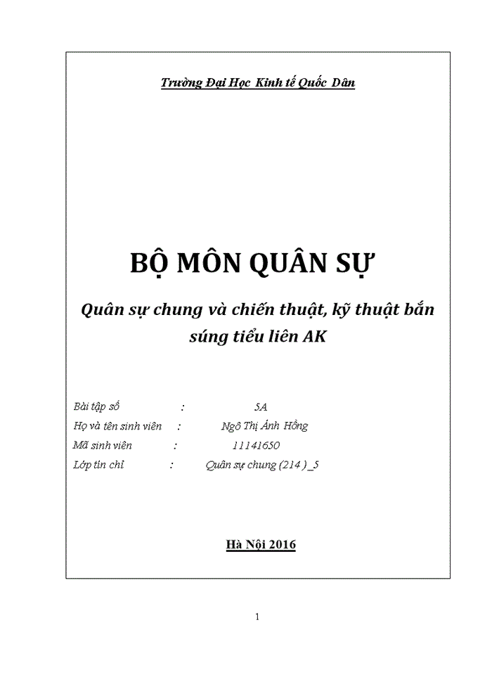 Quân sự chung ĐỀ 5A