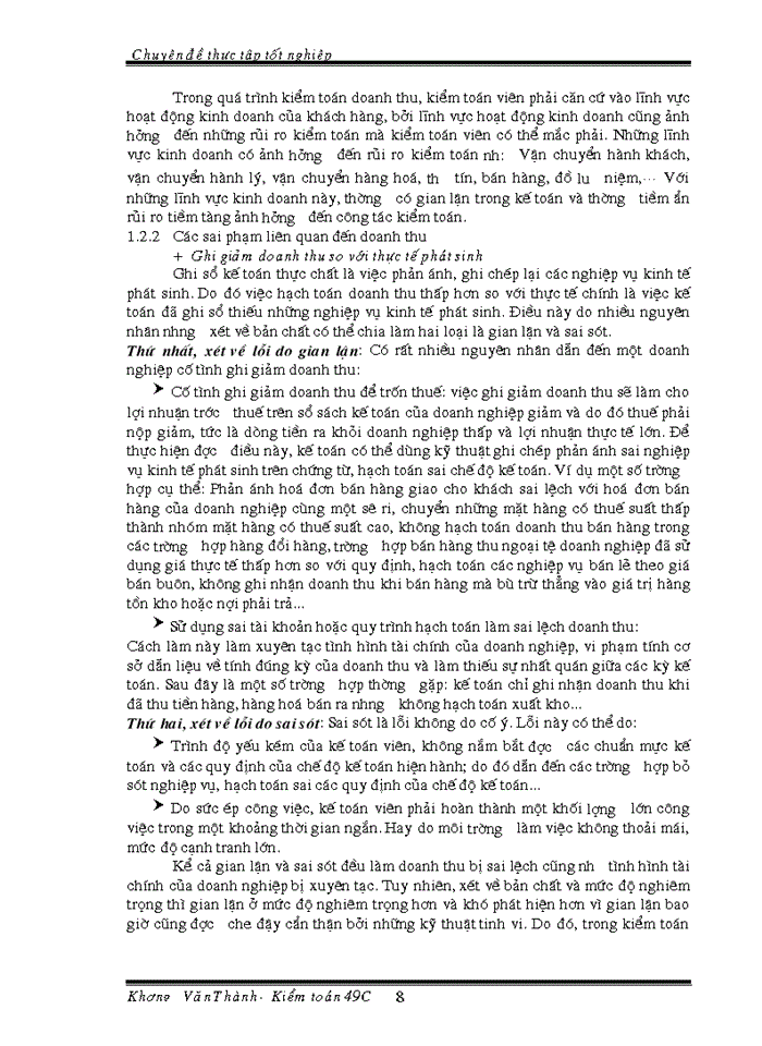 image for page Vận dụng quy trình kiểm toán vào kiểm toán khoản mục doanh thu trong kiểm toán Báo cáo tài chính do Công ty kiểm toán AVA thực hiện