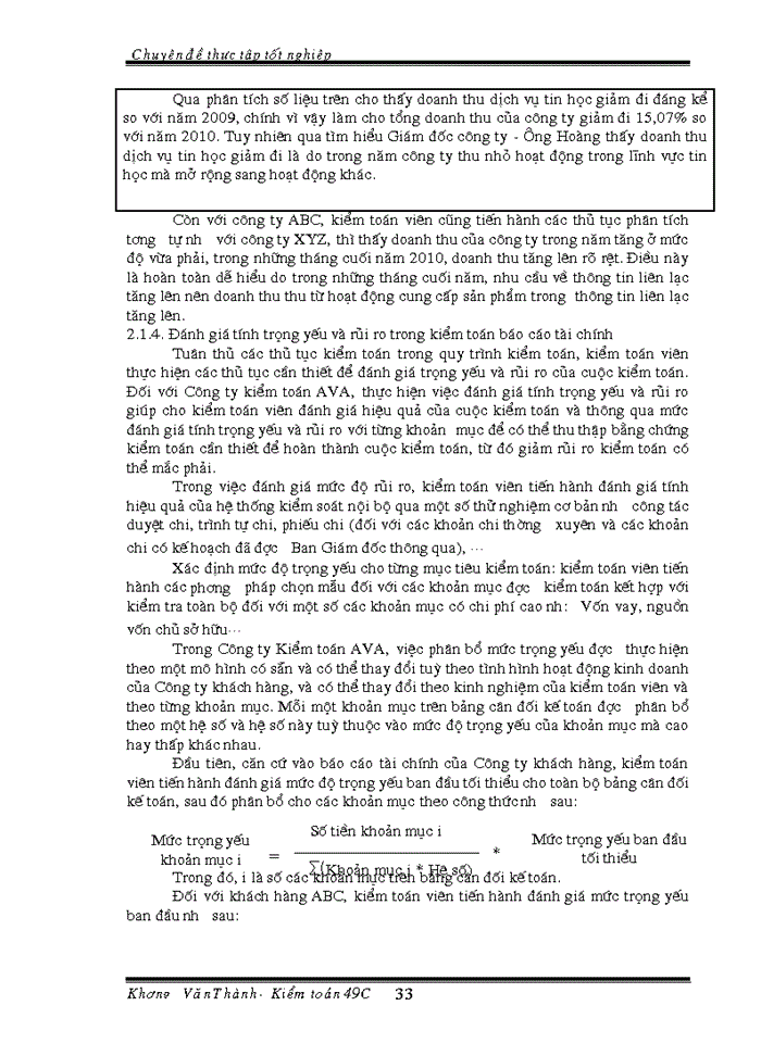 image for page Vận dụng quy trình kiểm toán vào kiểm toán khoản mục doanh thu trong kiểm toán Báo cáo tài chính do Công ty kiểm toán AVA thực hiện