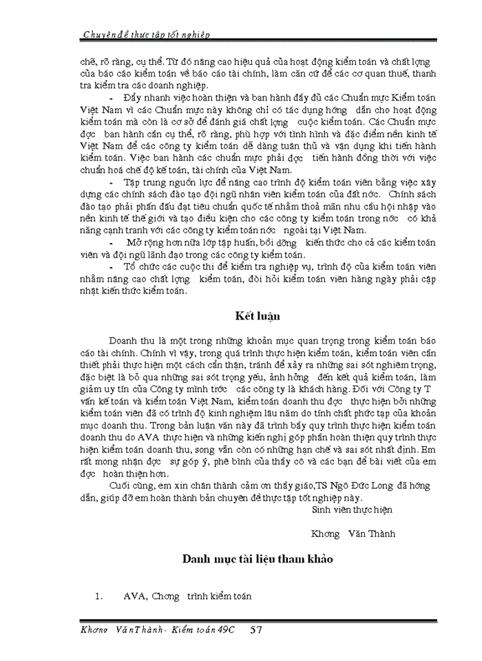 image for page Vận dụng quy trình kiểm toán vào kiểm toán khoản mục doanh thu trong kiểm toán Báo cáo tài chính do Công ty kiểm toán AVA thực hiện