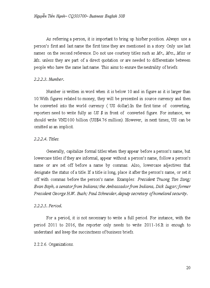 image for page REQUIREMENTS IN CONTENT OF BUSINESS BRIEFS TiẾNG ANH