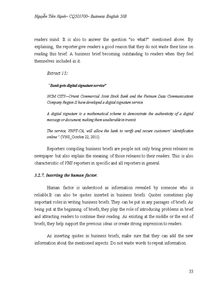 image for page REQUIREMENTS IN CONTENT OF BUSINESS BRIEFS TiẾNG ANH