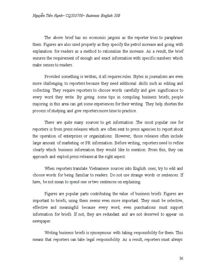 image for page REQUIREMENTS IN CONTENT OF BUSINESS BRIEFS TiẾNG ANH