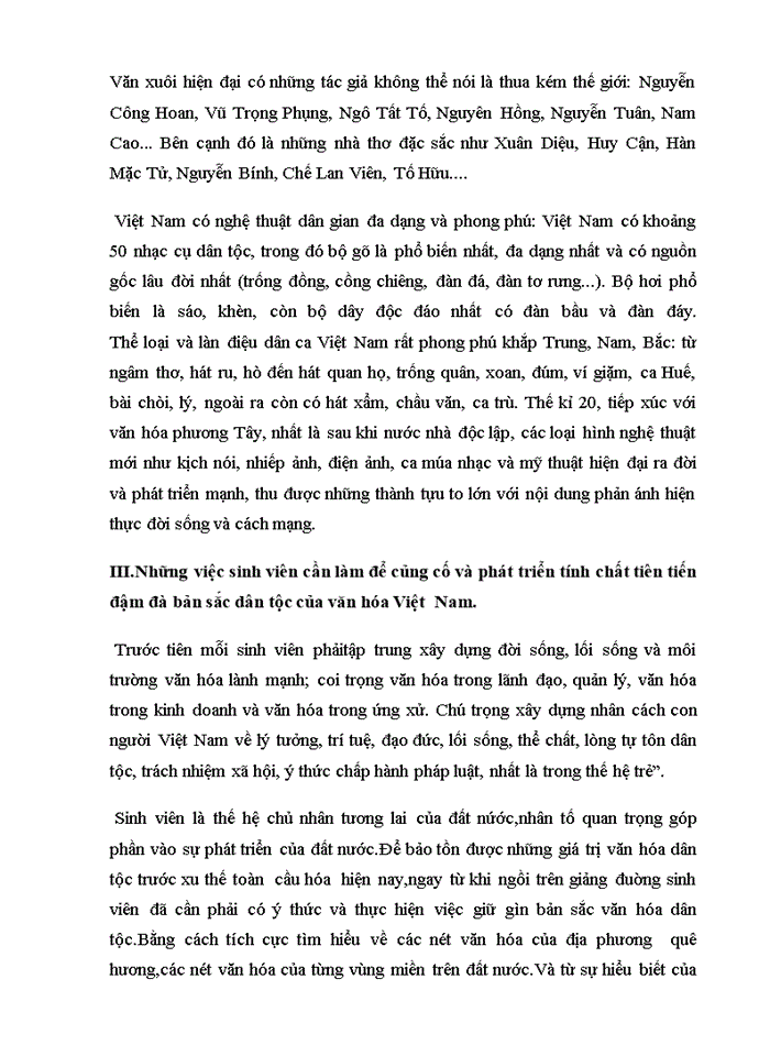 image for page Triết mác Nhận thức của bạn về nền văn hóa tiên tiến đậm đà bản sắc dân tộc của Việt Nam Theo bạn sinh viên cần làm gì để củng cố phát triển tính chất tiên tiến đậm đà bản sắc dân tộc của Việt Nam