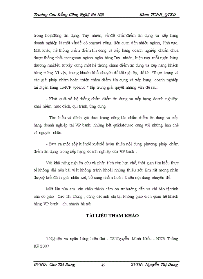 image for page Thực trạng và các giải pháp nhằm hoàn thiện chấm điểm tín dụng và xếp hạng doanh nghiệp tại Ngân hàng Thương mại Cổ phần vpbank