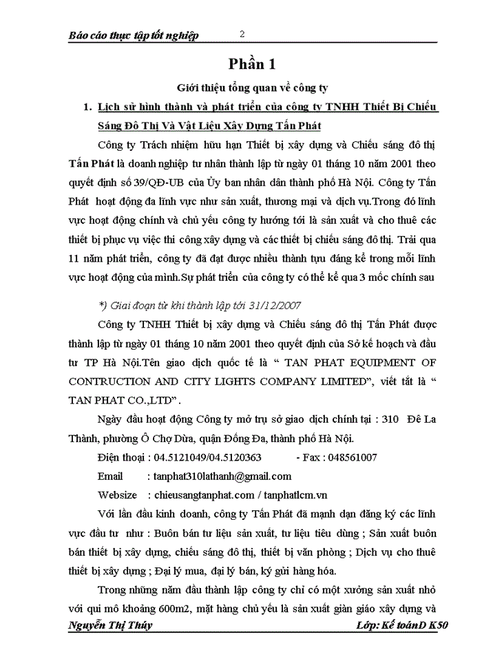 image for page Báo cáo Công ty Trách nhiệm hữu hạn Thiết bị xây dựng và Chiếu sáng đô thị Tấn Phát