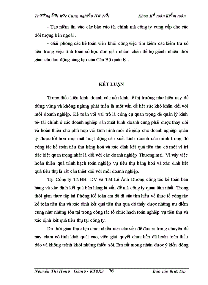 image for page Hoàn thiện kế toán bán hàng và xác định kết quả kinh doanh tại công ty trách nhiệm hữu hạn dịch vụ và thương mại Lê Ánh Dương