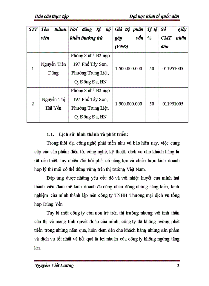 image for page Báo cáo Công ty Trách nhiệm hữu hạn thương mại dịch vụ tổng hợp Dũng Yến