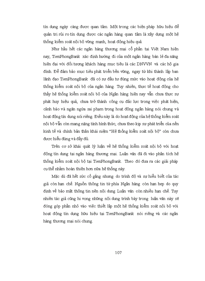 image for page ThS Nghiên cứu về kiểm soát nội bộ đối với hoạt động tín dụng tại NH Thương mại Cổ phần Tiên Phong