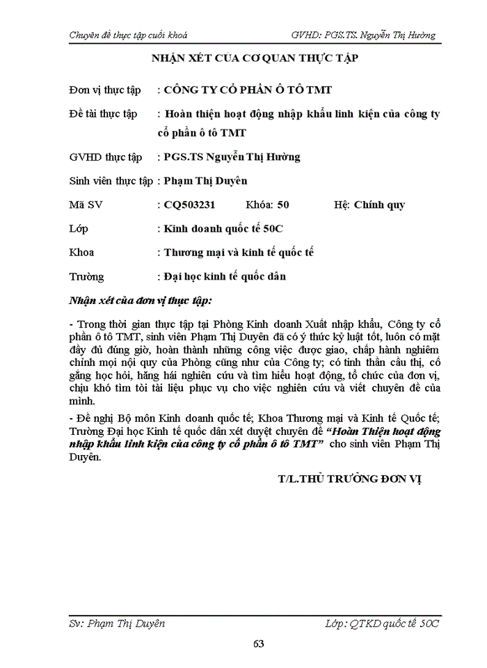 image for page Hoàn thiện hoạt động nhập khẩu linh kiện của công ty cổ phần ô tô TMT