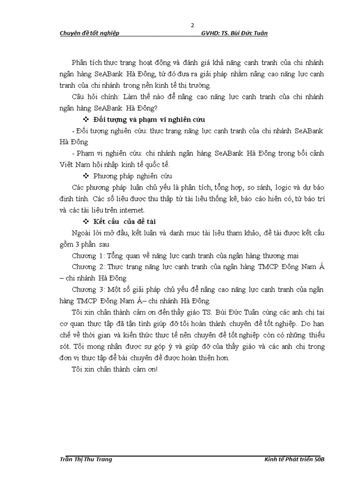 image for page Nâng cao năng lực cạnh tranh của ngân hàng Thương mại Cổ phần Đông Nam Á chi nhánh Hà Đông