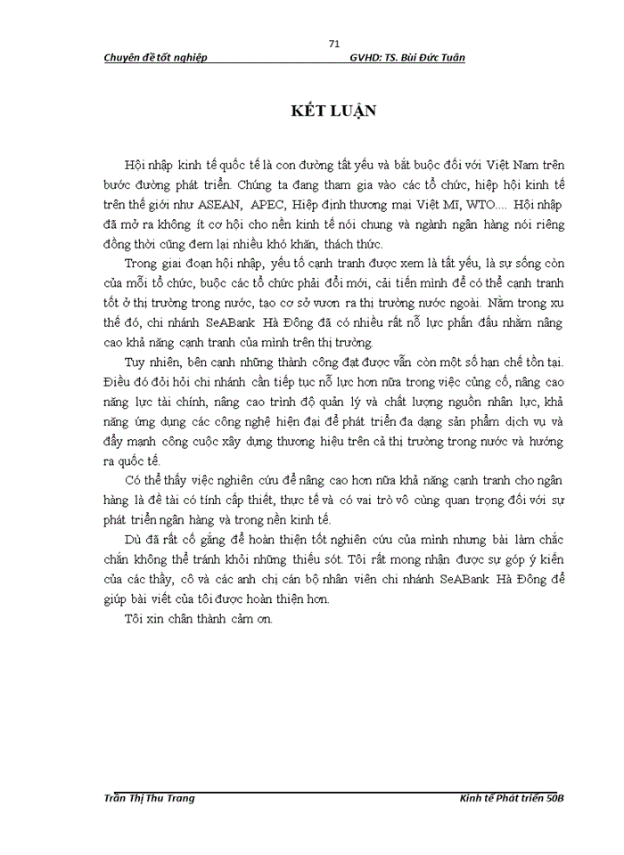 image for page Nâng cao năng lực cạnh tranh của ngân hàng Thương mại Cổ phần Đông Nam Á chi nhánh Hà Đông