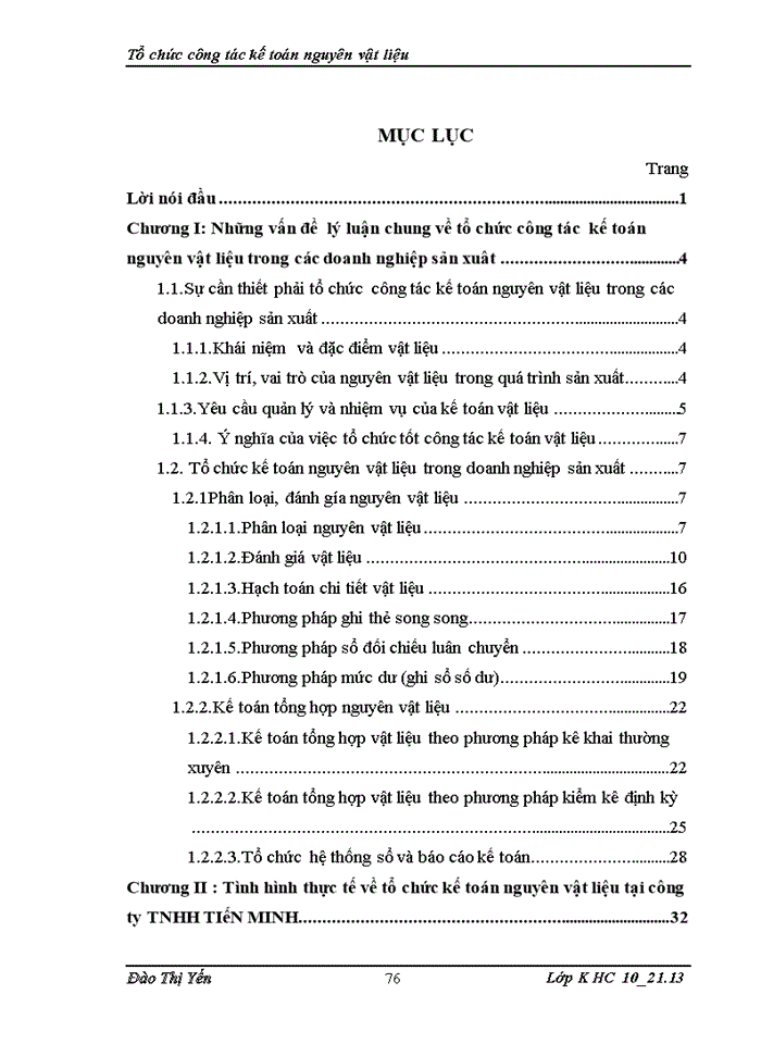 image for page Tổ chức công tác kế toán nguyên vật liệu tại Công ty Trách nhiệm hữu hạn Tiến Minh