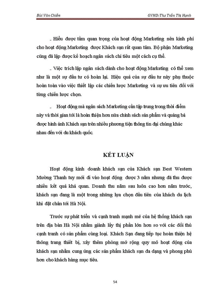 image for page Hoàn thiện chính sách marketing Mix của khách sạn Best Western Mường Thanh Hà Nội