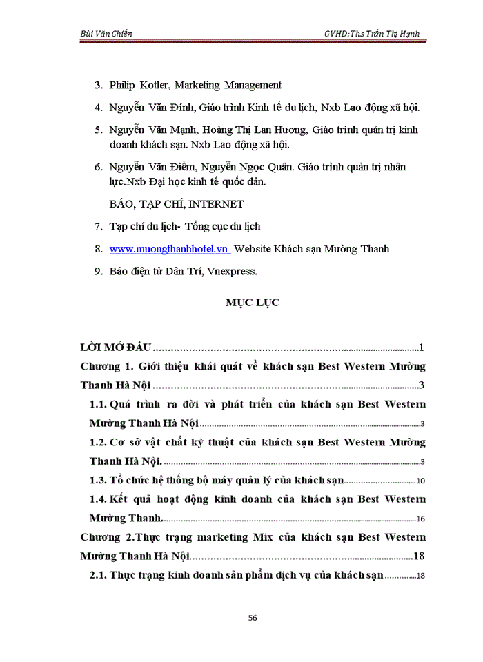 image for page Hoàn thiện chính sách marketing Mix của khách sạn Best Western Mường Thanh Hà Nội