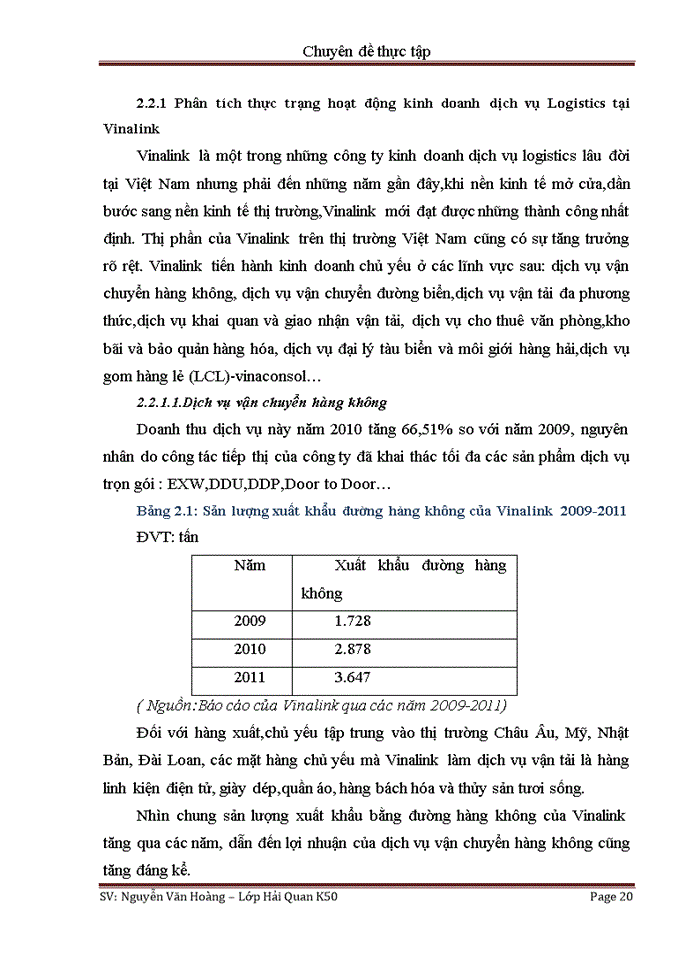 image for page Đẩy mạnh hoạt động kinh doanh dịch vụ Logistics tại công ty cổ phần giao nhận và vận tải thương mại Vinalink