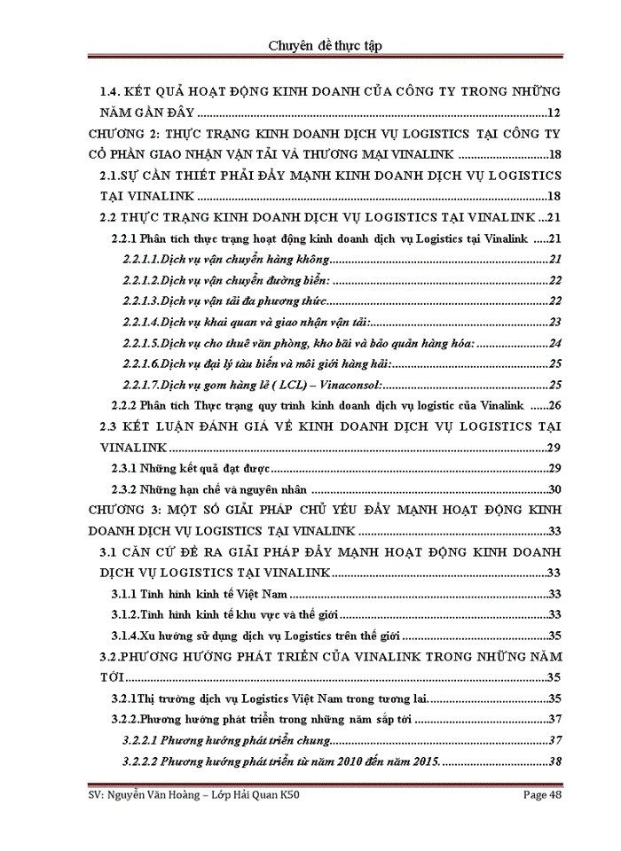 image for page Đẩy mạnh hoạt động kinh doanh dịch vụ Logistics tại công ty cổ phần giao nhận và vận tải thương mại Vinalink