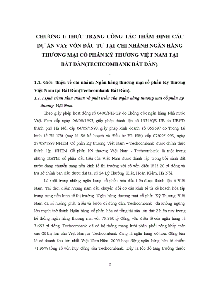 image for page THẨM ĐỊNH CÁC DỰ ÁN VAY VỐN ĐẦU TƯ TẠI CHI NHÁNH NGÂN HÀNG THƯƠNG MẠI CỔ PHẦN KỸ THƯƠNG VIỆT NAM TẠI BÁT ĐÀN TECHCOMBANK BÁT ĐÀN