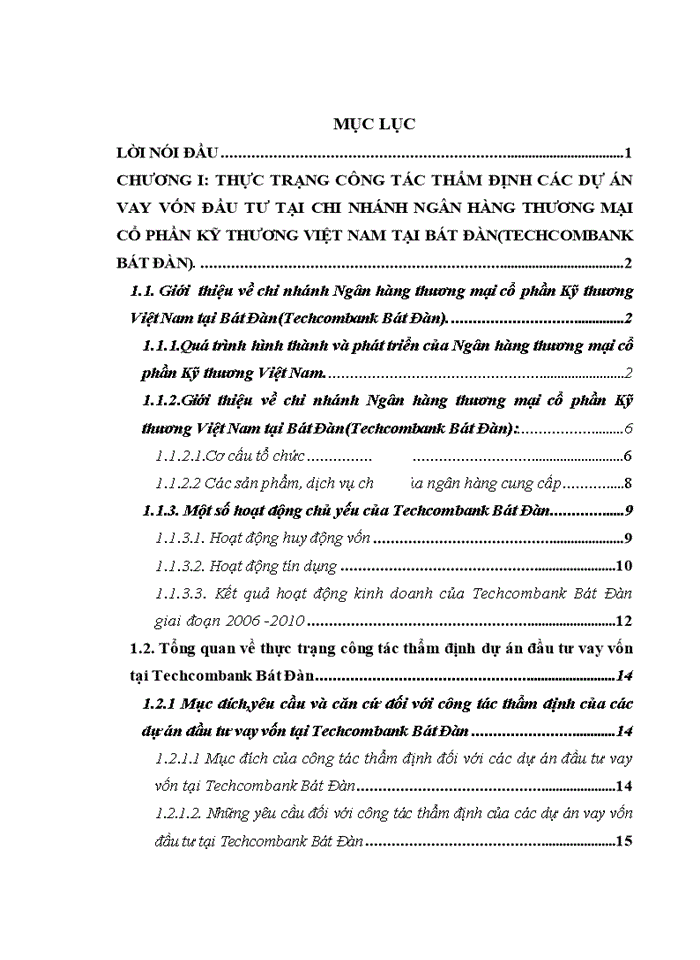 image for page THẨM ĐỊNH CÁC DỰ ÁN VAY VỐN ĐẦU TƯ TẠI CHI NHÁNH NGÂN HÀNG THƯƠNG MẠI CỔ PHẦN KỸ THƯƠNG VIỆT NAM TẠI BÁT ĐÀN TECHCOMBANK BÁT ĐÀN