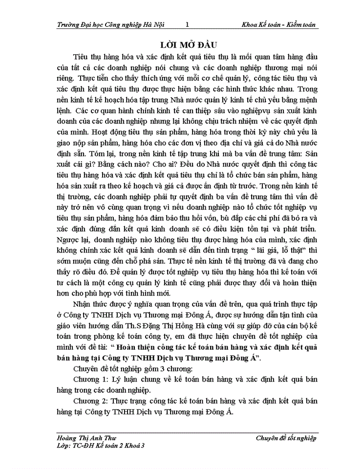 image for page Hoàn thiện công tác kế toán bán hàng và xác định kết quả bán hàng tại Công ty Trách nhiệm hữu hạn Dịch vụ Thương mại Đông Á