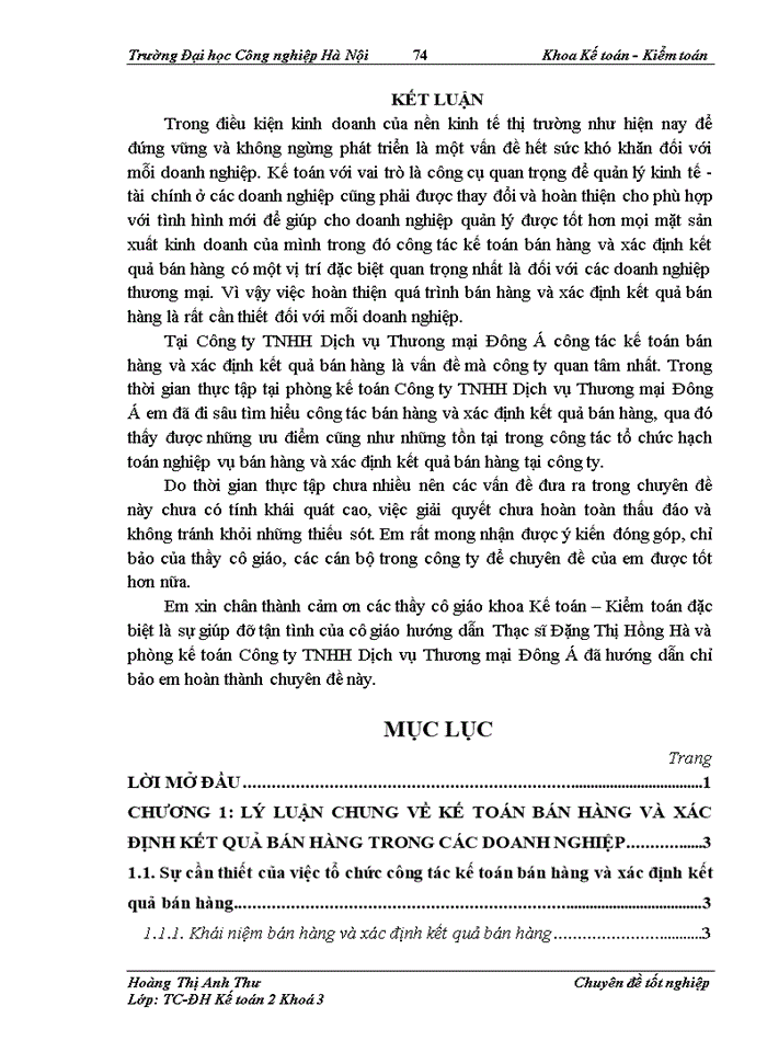 image for page Hoàn thiện công tác kế toán bán hàng và xác định kết quả bán hàng tại Công ty Trách nhiệm hữu hạn Dịch vụ Thương mại Đông Á