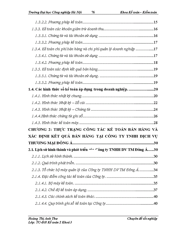 image for page Hoàn thiện công tác kế toán bán hàng và xác định kết quả bán hàng tại Công ty Trách nhiệm hữu hạn Dịch vụ Thương mại Đông Á