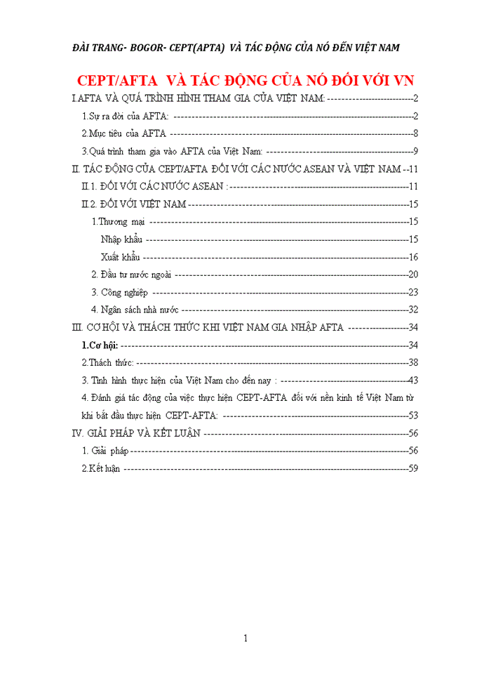 image for page CEPT AFTA VÀ TÁC ĐỘNG CỦA NÓ ĐỐI VỚI VN
