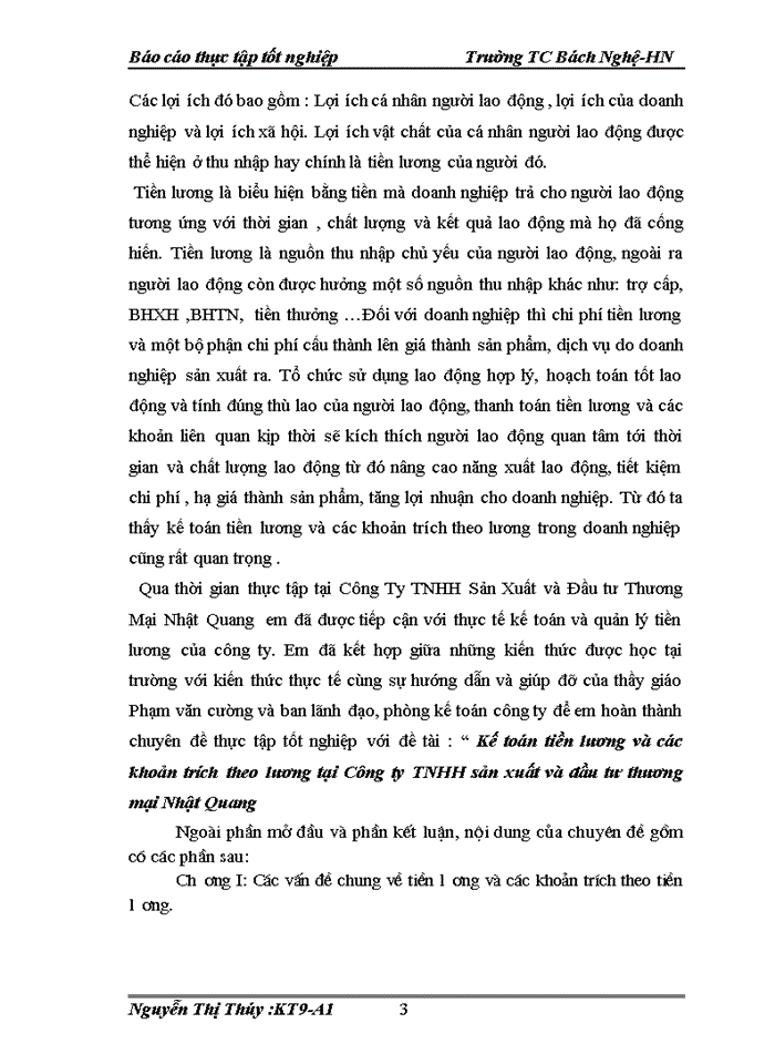 image for page Kế toán tiền lương và các khoản trích theo lương tại Công ty Trách nhiệm hữu hạn sản xuất và đầu tư thương mại Nhật Quang