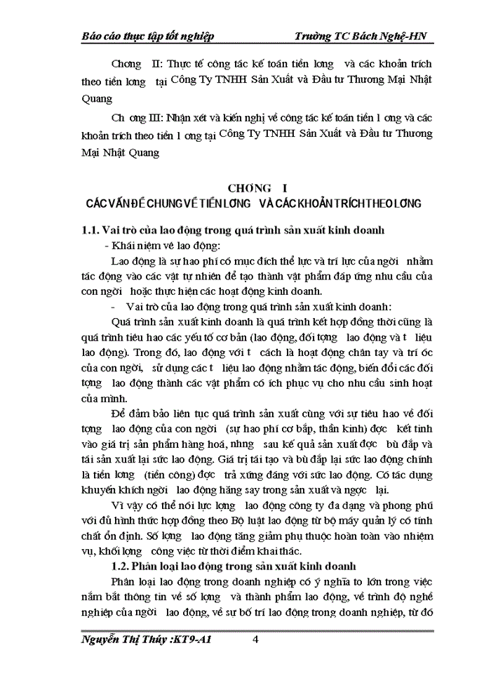 image for page Kế toán tiền lương và các khoản trích theo lương tại Công ty Trách nhiệm hữu hạn sản xuất và đầu tư thương mại Nhật Quang