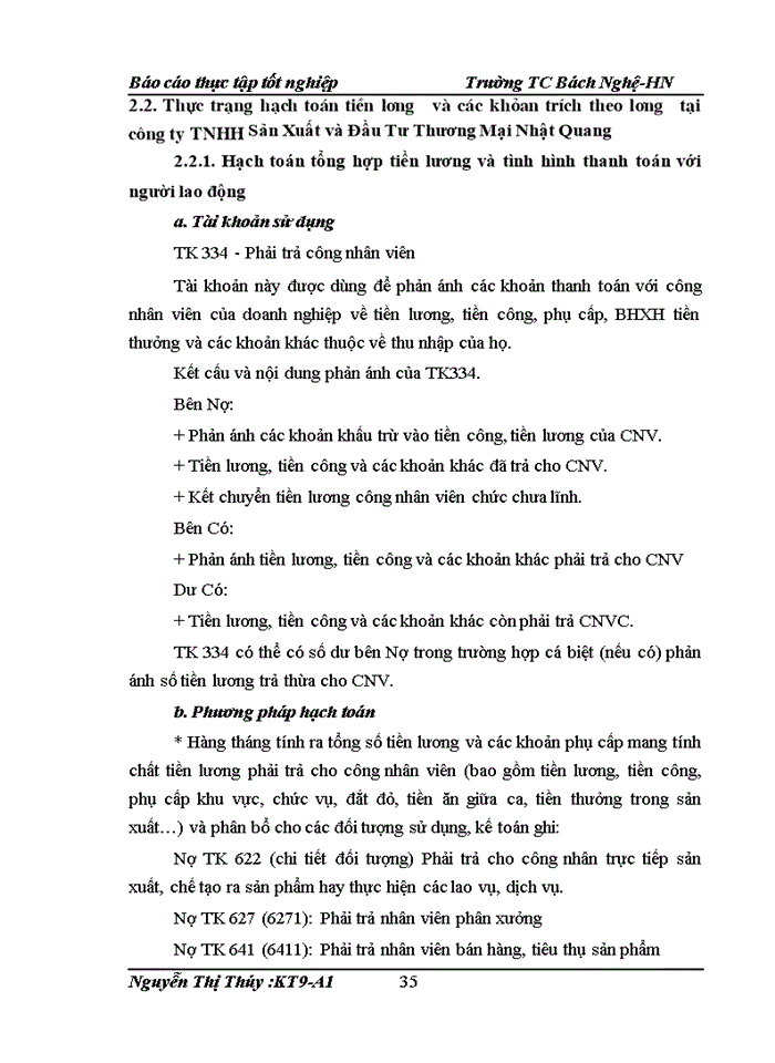 image for page Kế toán tiền lương và các khoản trích theo lương tại Công ty Trách nhiệm hữu hạn sản xuất và đầu tư thương mại Nhật Quang