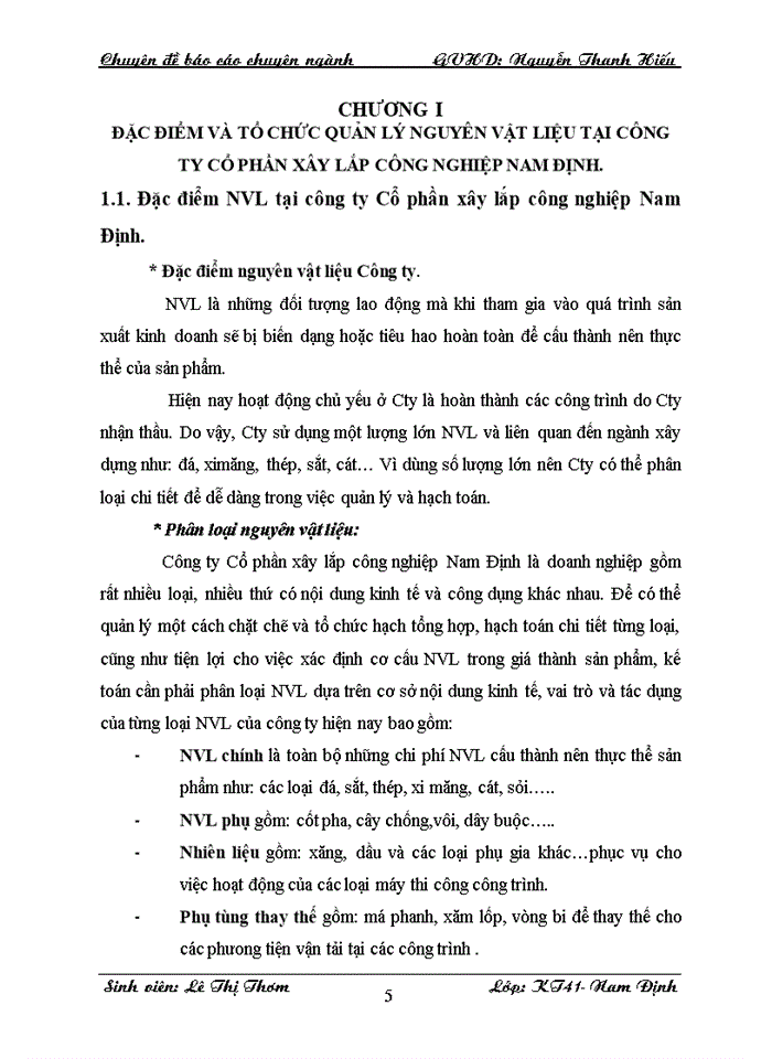 image for page Hoàn thiện Kế toán Nguyên vật liệu tại Công ty Cổ phần xây lắp công nghiệp Nam Định