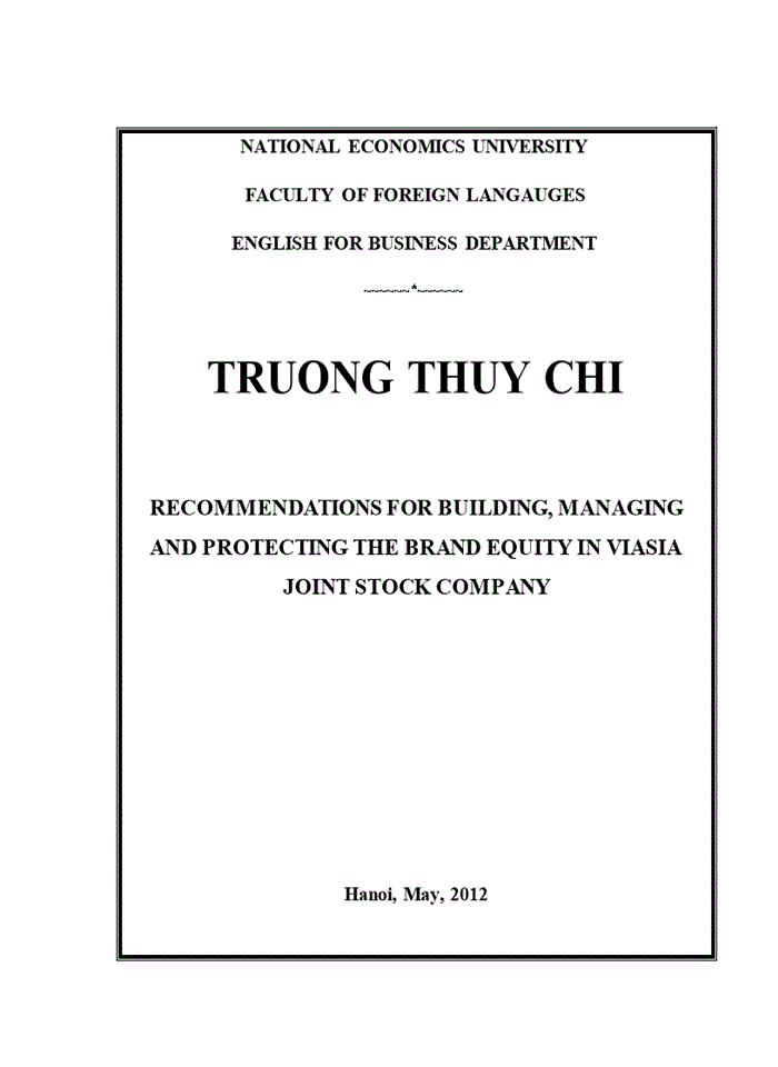 image for page RECOMMENDATIONS FOR BUILDING MANAGING AND PROTECTING THE BRAND EQUITY IN VIASIA JOINT STOCK COMPANY TiẾNG ANH