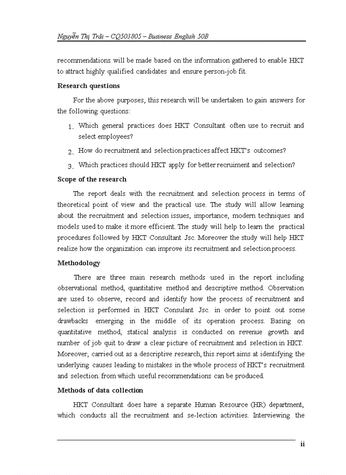 image for page Improvement of recruitment and selection process in HKT Consultant Jsc tiếng anh
