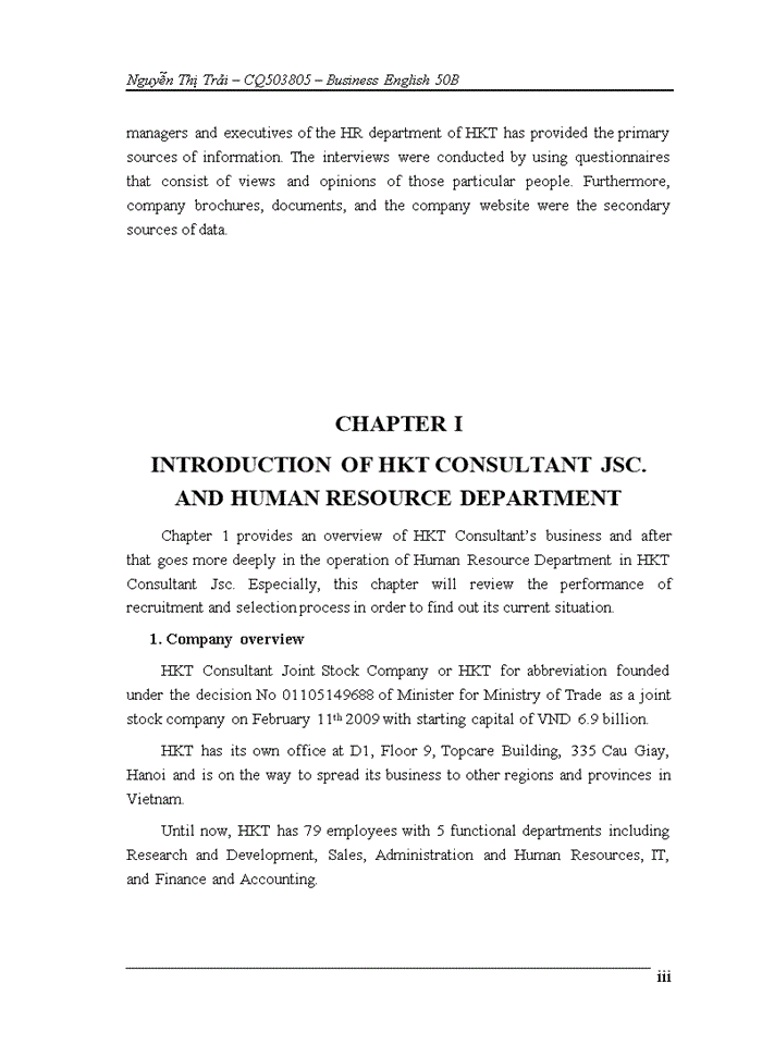 image for page Improvement of recruitment and selection process in HKT Consultant Jsc tiếng anh