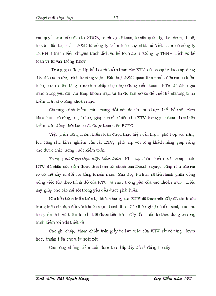 image for page Vận dụng quy trình kiểm toán vào kiểm toán khoản mục doanh thu trong kiểm toán Báo cáo tài chính tại công ty Trách nhiệm hữu hạn kiểm toán và tư vấn thực hiện