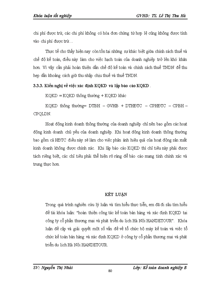 image for page Hoàn thiện công tác kế toán bán hàng và xác định kết quả kinh doanh tại công ty cổ phần thương mại và phát triển du lịch Hà Nội HANDETOUR