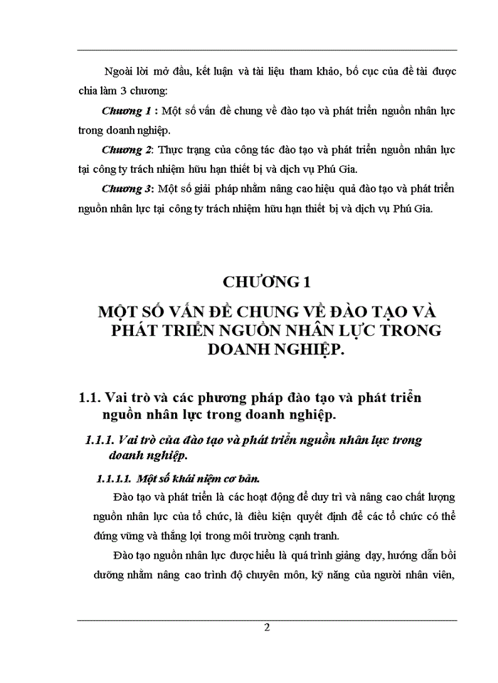Một số giải pháp nhằm nâng cao hiệu quả đào tạo và phát triển nguồn nhân lực tại công ty Trách nhiệm hữu hạn thiết bị và dịch vụ Phú Gia