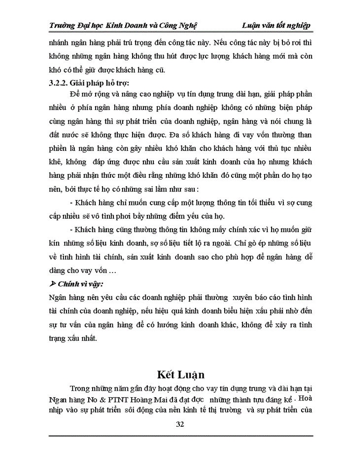 image for page Giải pháp nâng cao chất lượng cho vay trung - dài hạn tại Ngân Hàng No PTNT chi nhánh Hoàng Mai