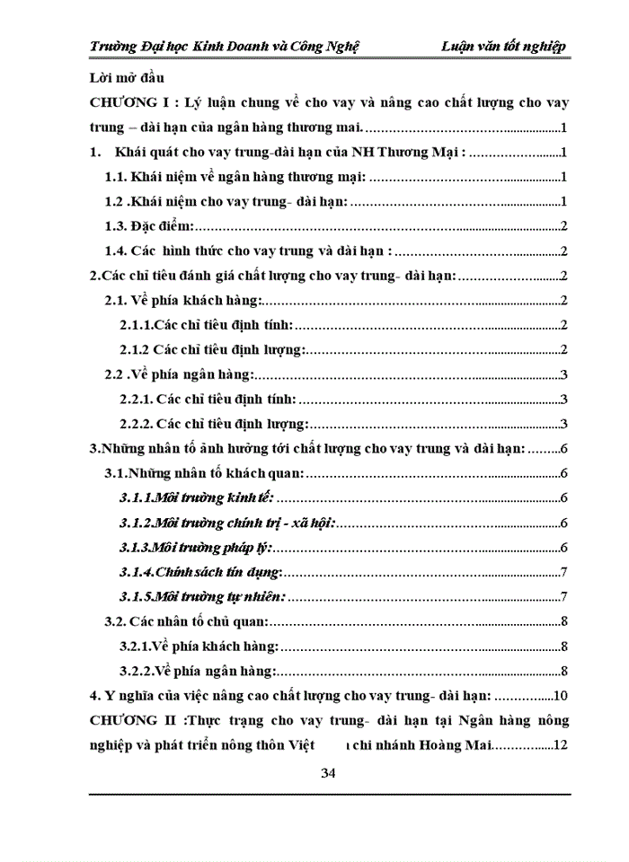 image for page Giải pháp nâng cao chất lượng cho vay trung - dài hạn tại Ngân Hàng No PTNT chi nhánh Hoàng Mai
