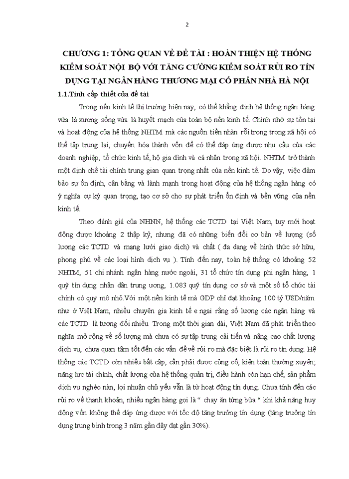 image for page Ths Hoàn thiện hệ thống kiểm soát nội bộ với tăng cường kiểm soát rủi ro tín dụng tại Ngân hàng Thương mại cổ phần Nhà Hà Nội