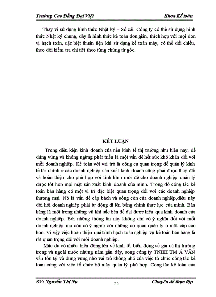 image for page Kế toán bán mặt hàng vật tư thiết bị phụ tùng máy móc tại công ty Trách nhiệm hữu hạn Thương mại Á VĂN