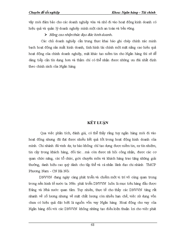 image for page Nâng cao chất lượng cho vay đối với Doanh nghiệp vừa và nhỏ tại chi nhánh Ngân Hàng Thương mại Cổ phần Phương Nam - CN Hà Nội