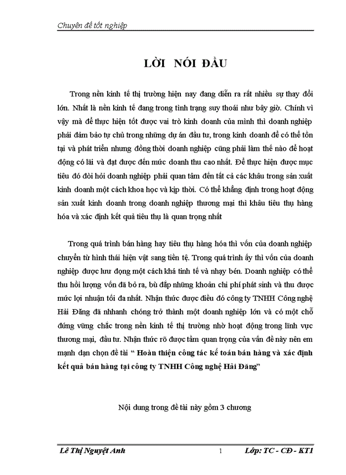 image for page Hoàn thiện công tác kế toán bán hàng và xác định kết quả bán hàng tại công ty Trách nhiệm hữu hạn Công nghệ Hải Đăng
