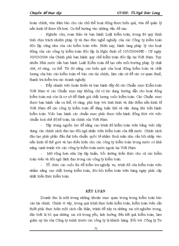 image for page Vận dụng quy trình kiểm toán vào kiểm toán khoản mục doanh thu trong kiểm toán Báo cáo tài chính do Công ty Trách nhiệm hữu hạn Tư vấn kế toán và kiểm toán Việt Nam thực hiện